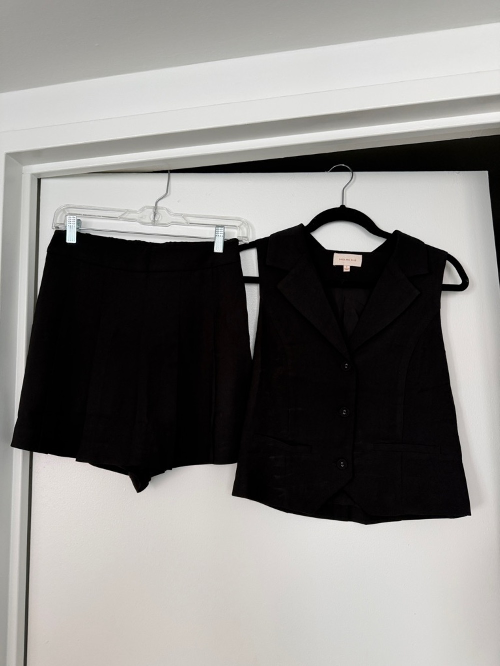 Black Two-Piece Vest and Skort Set